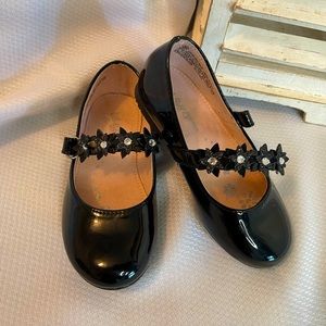 Polished Black Toddler Girls Dress Shoes